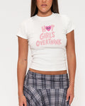 Hot Girls Overthink White Longline Baby Tee