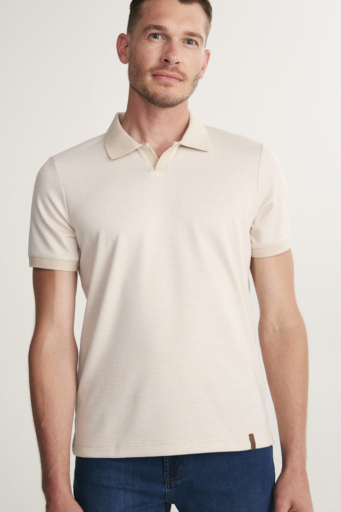 Houndstooth johnny collar polo