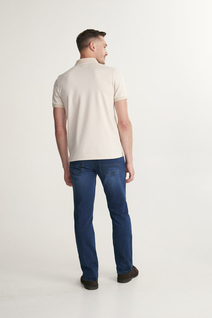 Houndstooth johnny collar polo