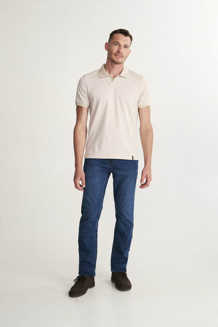 Houndstooth johnny collar polo