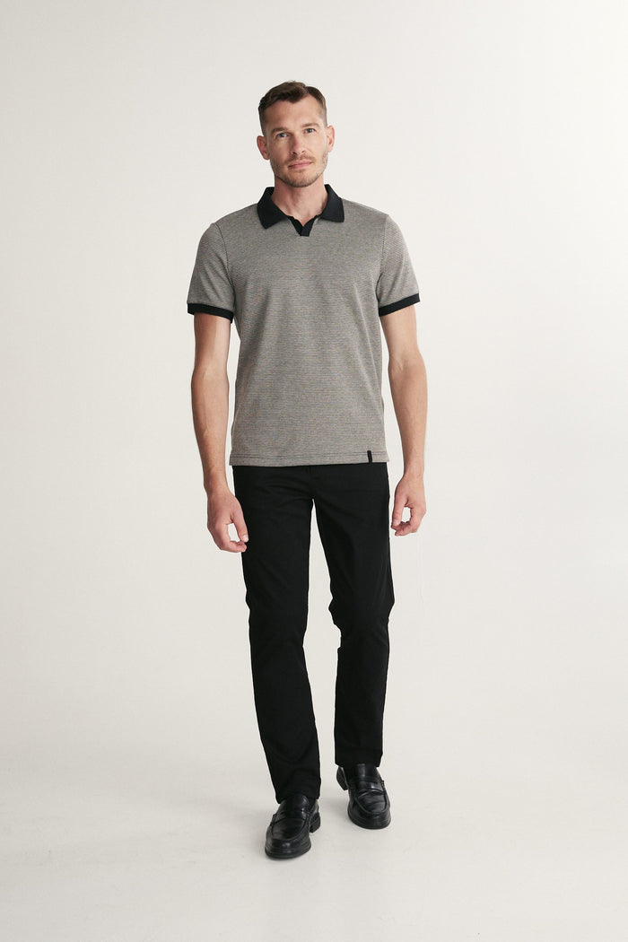 Houndstooth johnny collar polo