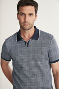Houndstooth zip polo