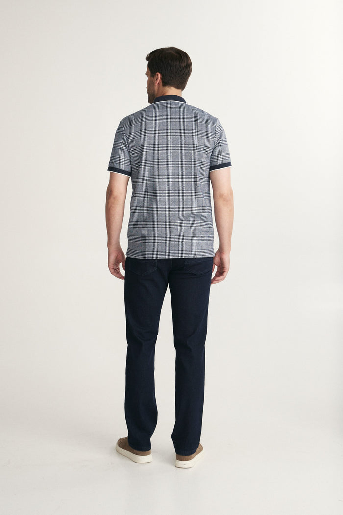 Houndstooth zip polo