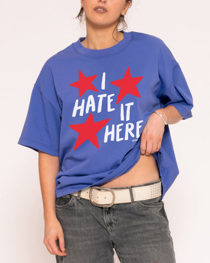 I Hate It Here Purple Boxy Crop Tee