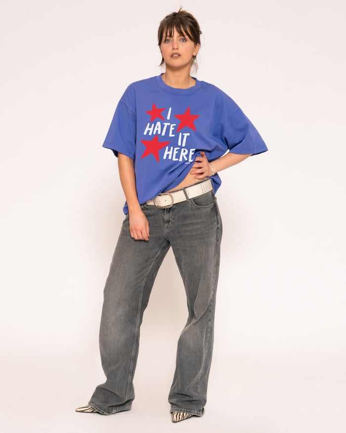 I Hate It Here Purple Boxy Crop Tee