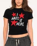 I Hate It Here Black Longline Baby Tee