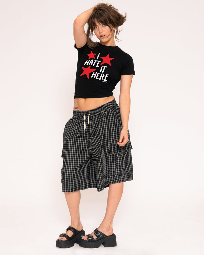 I Hate It Here Black Longline Baby Tee