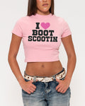 I Love Boot Scootin Pink Baby Tee