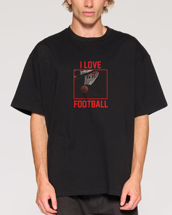 I Love Football Black Oversized Tee
