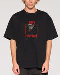 I Love Football Black Oversized Tee