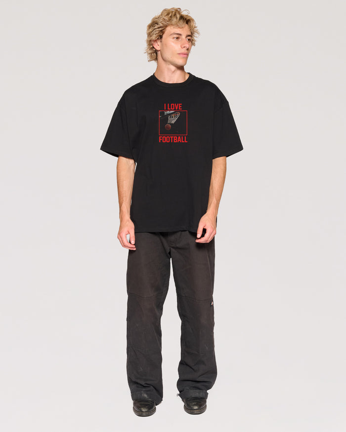 I Love Football Black Oversized Tee