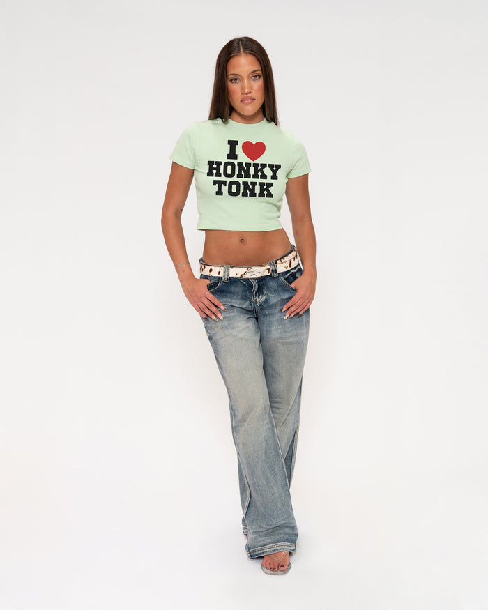 I Love Honky Tonk Green Baby Tee