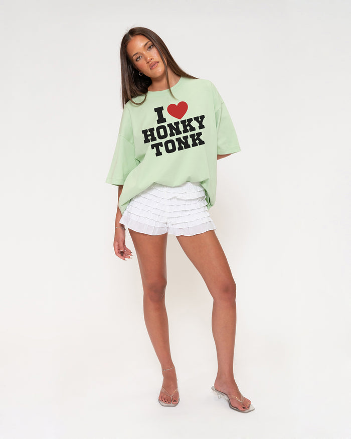 I Love Honky Tonk Green Boxy Crop Tee