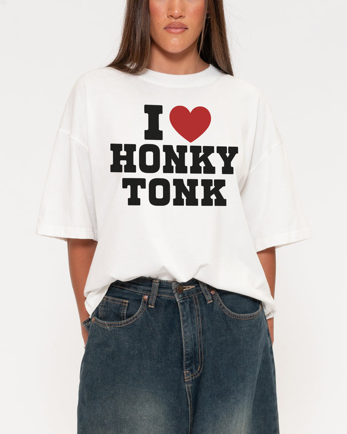I Love Honky Tonk White Longline Baby Tee