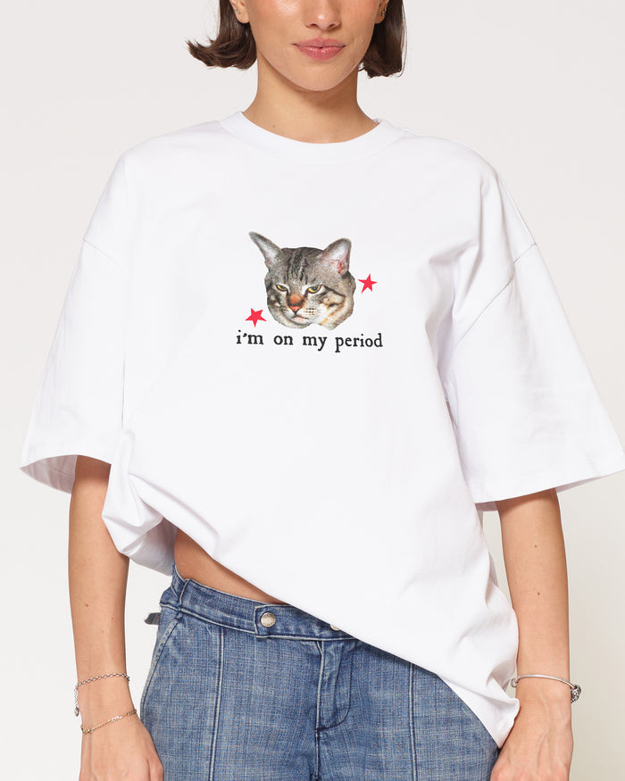 I’m On My Period White Oversized Tee