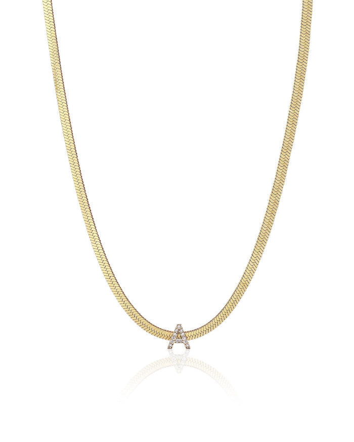 Initial Herringbone Necklace