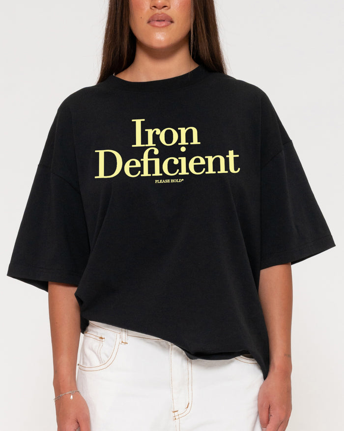 Iron Deficient Black Boxy Crop Tee