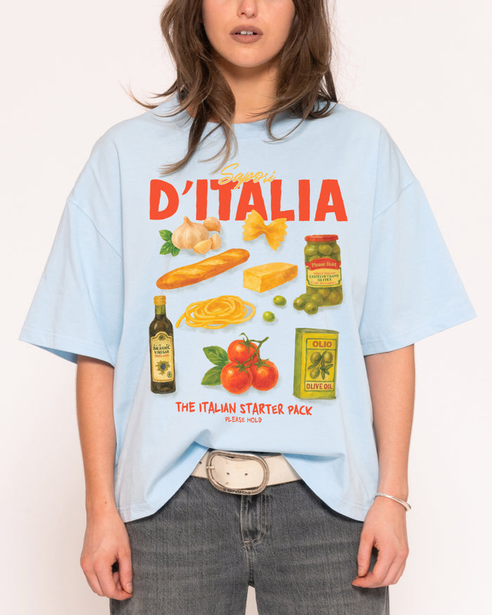 Italian Starter Pack Blue Boxy Crop Tee