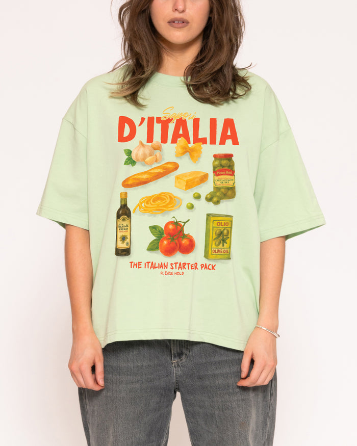 Italian Starter Pack Green Boxy Crop Tee