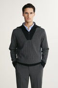 Jacquard mock-zip sweater