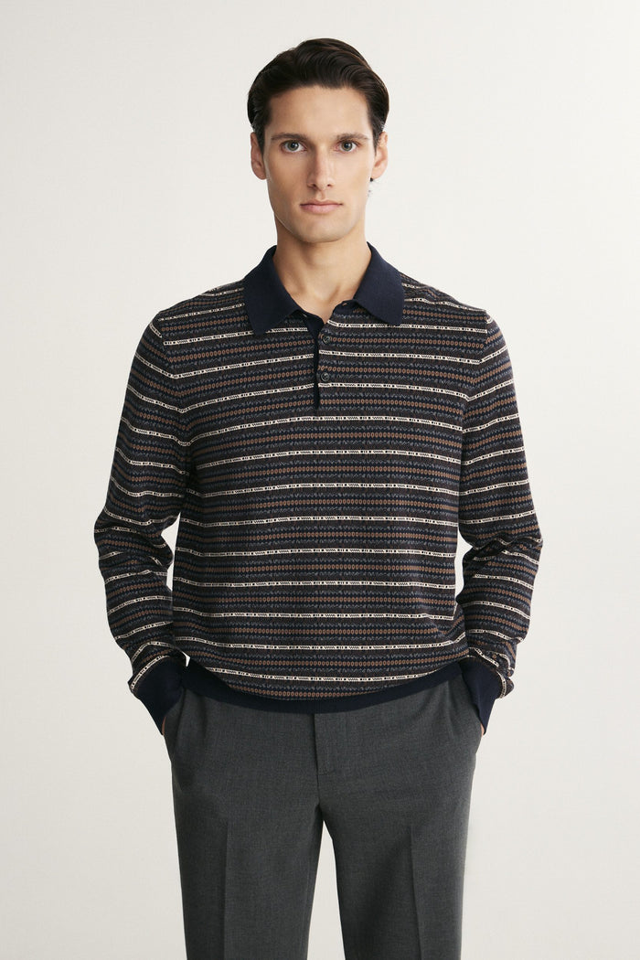 Jacquard polo sweater