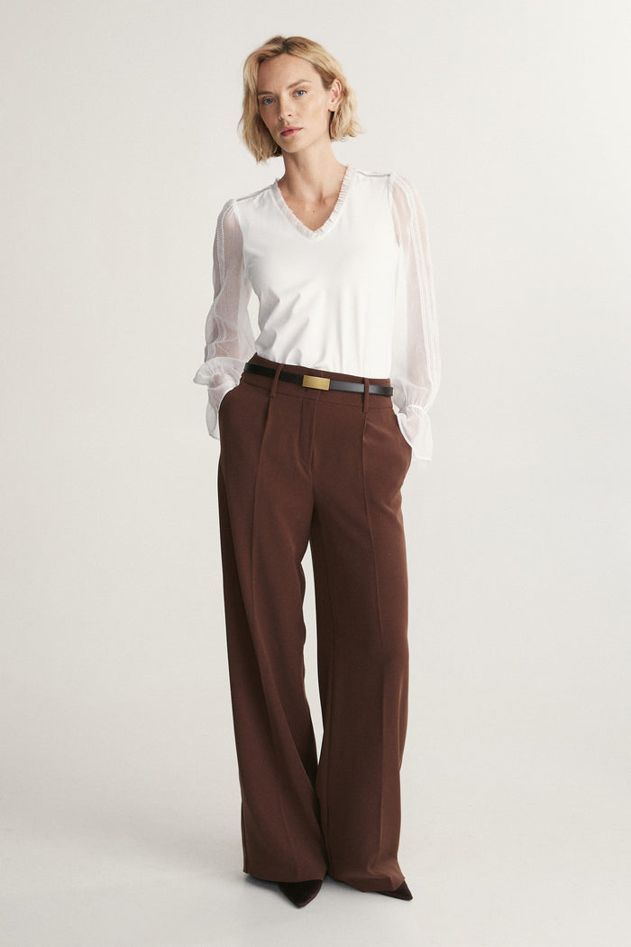 Jersey top with combo puffy sleeve