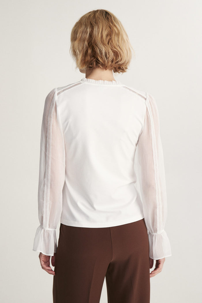Jersey top with combo puffy sleeve