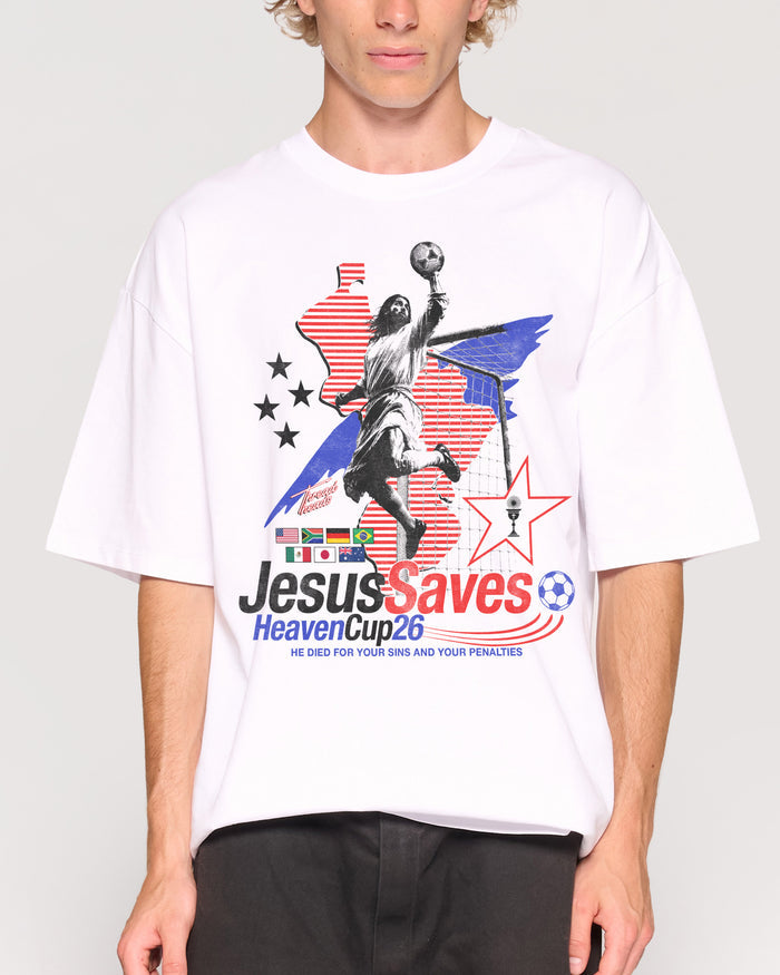 Jesus Saves '26 White Oversized Tee