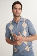 Johnny collar argyle short sleeve polo