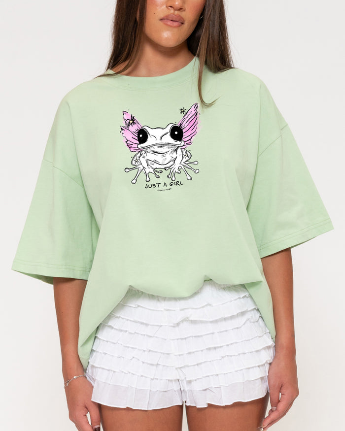 Just a Girl Green Boxy Crop Tee