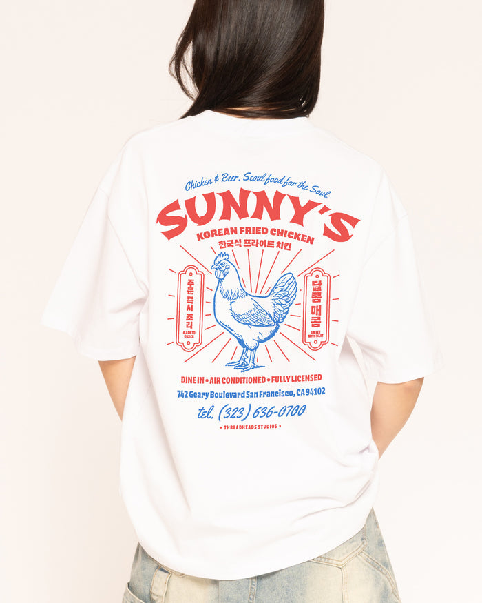Korean Fried Chicken White Oversized Tee