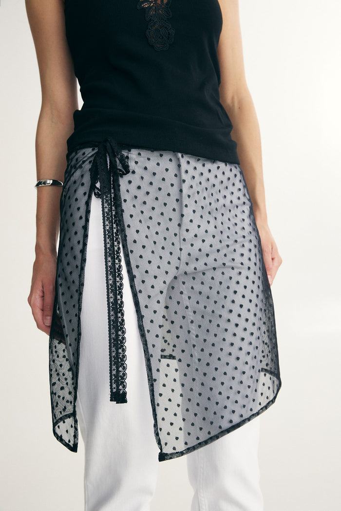 Layering lace tie skirt