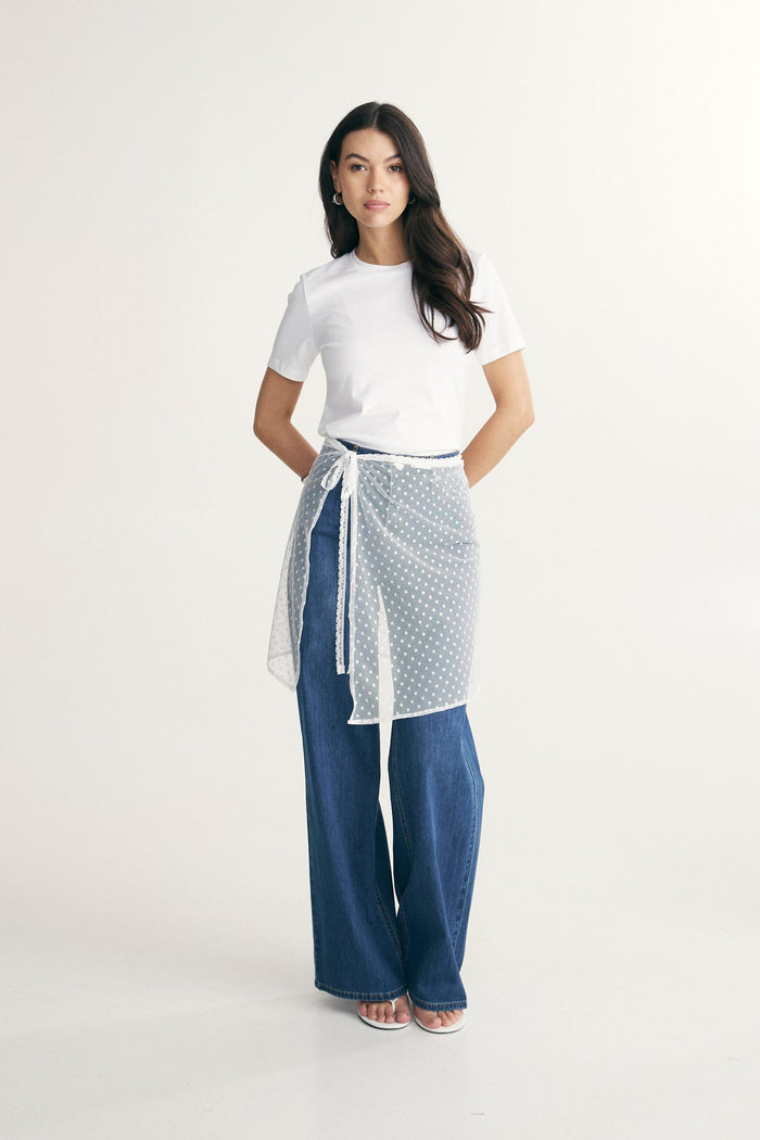 Layering lace tie skirt