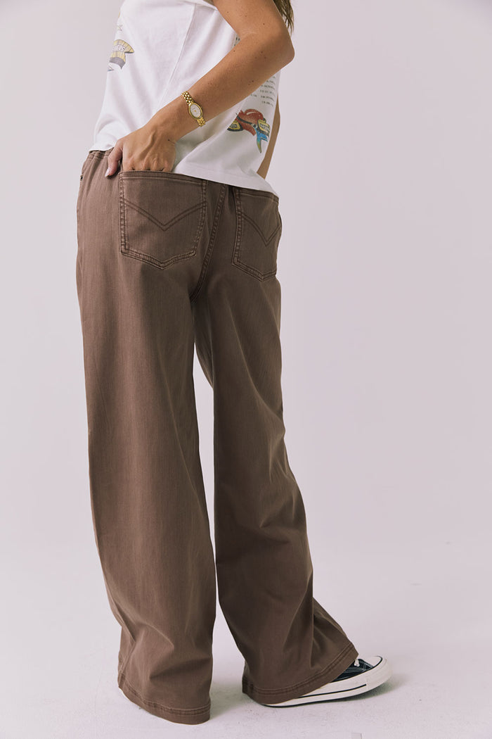 Back view of the Chaser Layover Jogger in Cognac Wash highlighting the relaxed fit and casual lounge styling