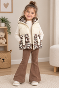 Leopardprint Meisjes Bodywarmer met Capuchon
