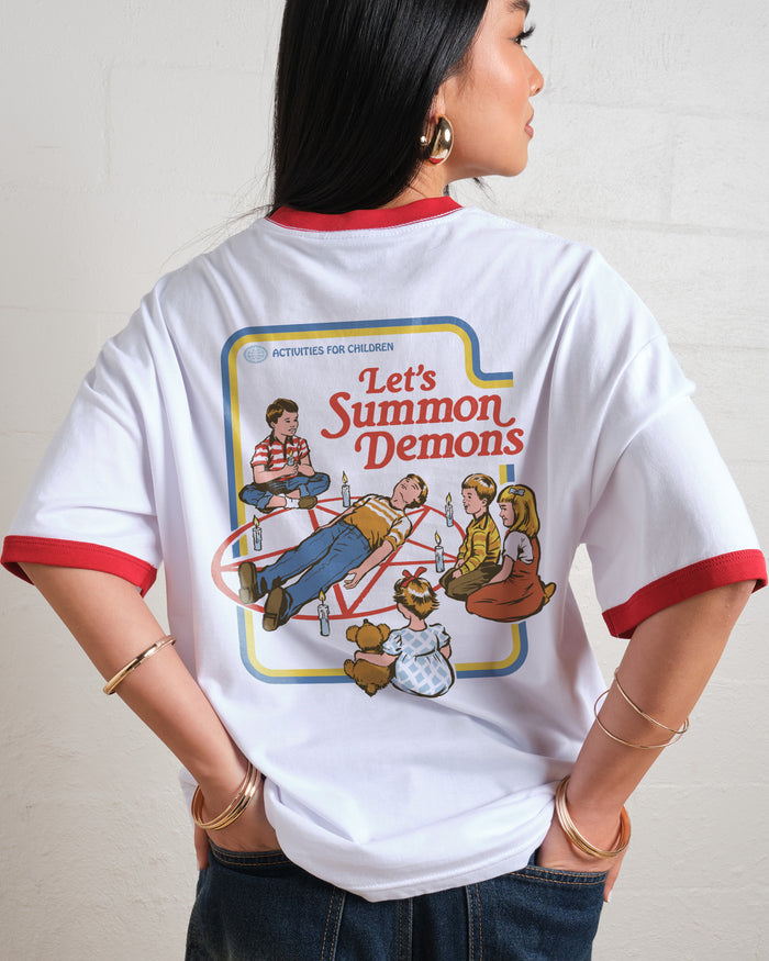 Let's Summon Demons Front and Back T-Shirt Australia Online