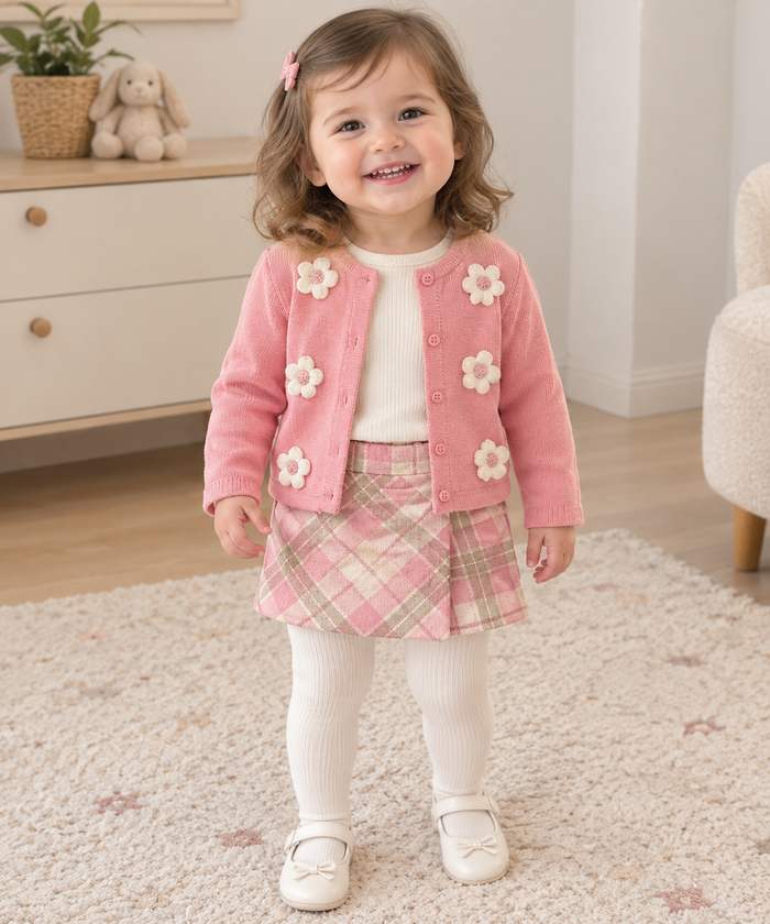 Lieve Bloem – 3-Delige Baby Set (Lijkt op rok maar is short)