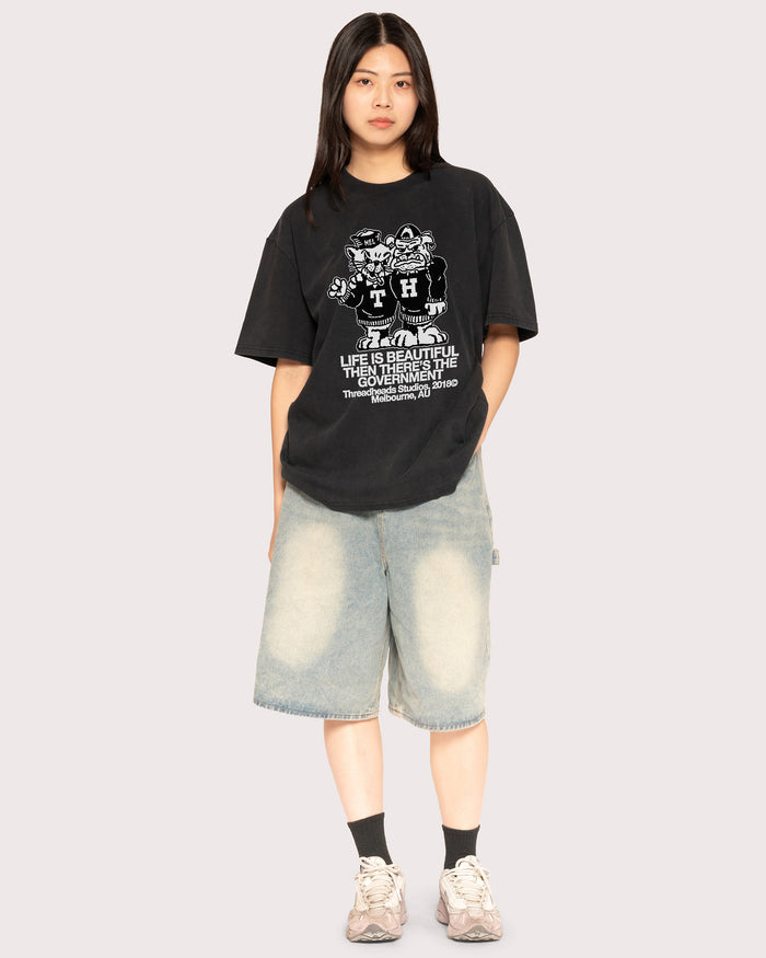 Life is Beautiful Black Stone Oversized Tee