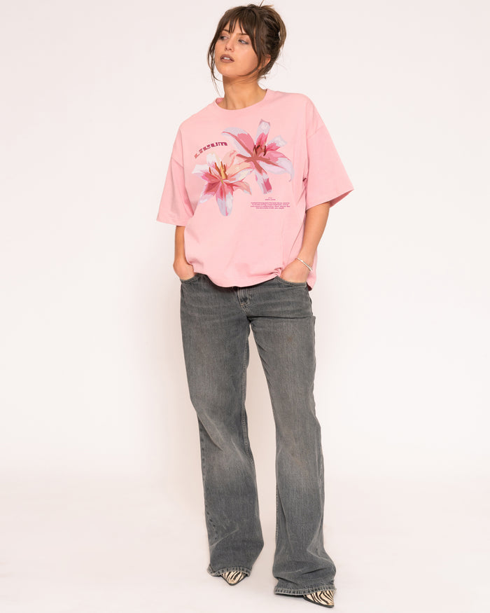 Lilium Pink Boxy Crop Tee