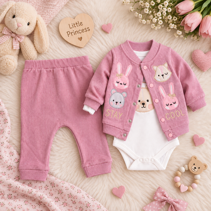 Little Princess – Roze 3-Delige Babyset