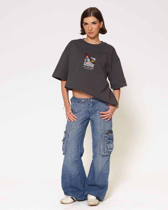 Live. Love. Arson Charcoal Oversized Tee
