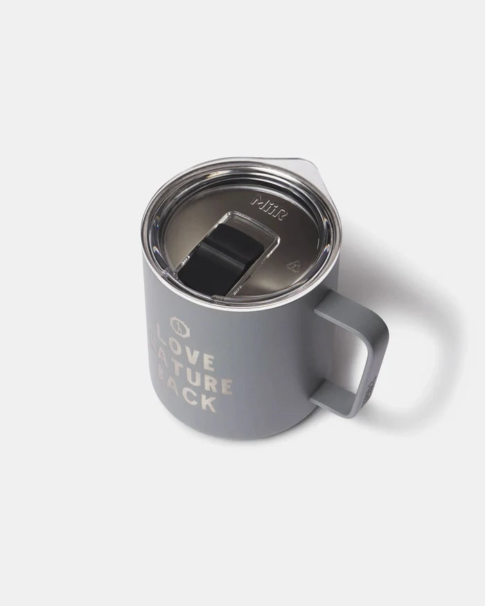 PAKA Love Nature Back Miir Gray mug with a lid on a white background