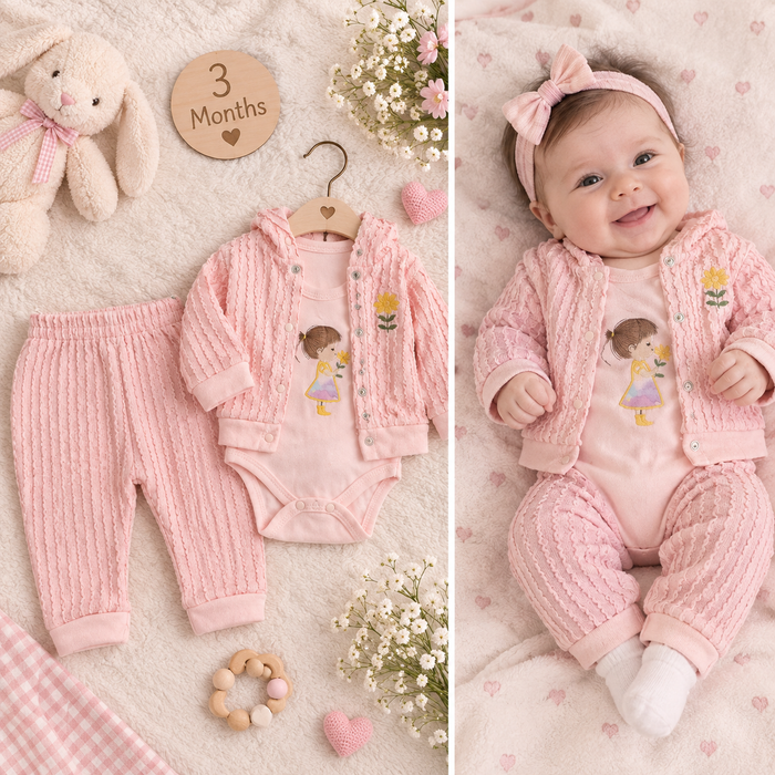 Luna Roze 3-Delige Babyset