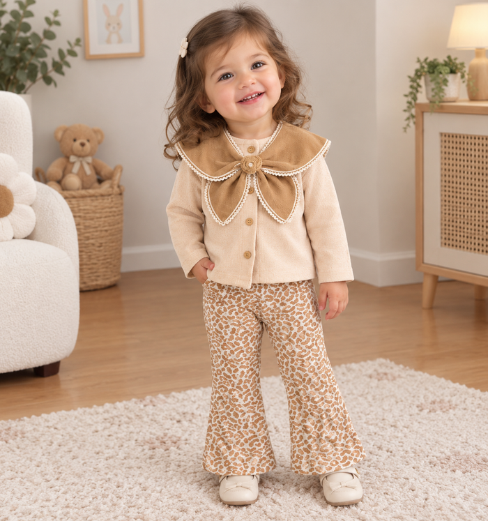 Luxe 3-Delige Babyset – Cozy Bow & Leopard