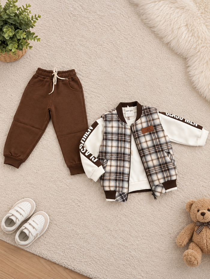 Luxe 3-Delige Jongensset – Teddy & Ruit