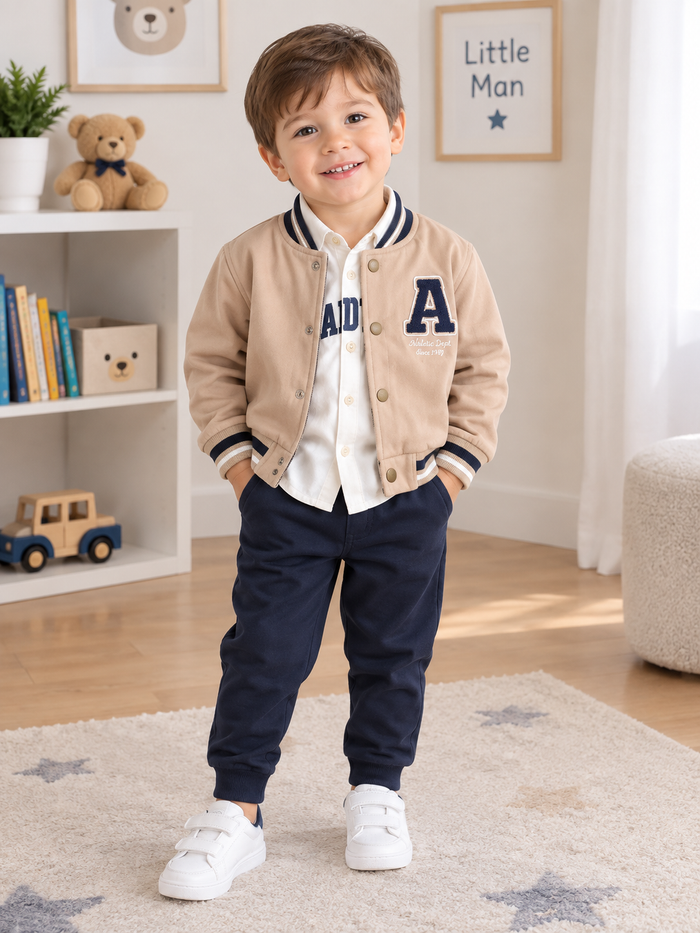 Luxe Jongenssetje – Teddy Bomberjasje & Chino Broek