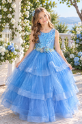 Luxe Prinsessenjurk – Blauw met Pailletten & Tulle