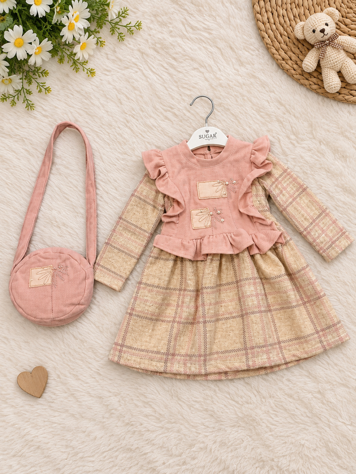 Luxe Roze Babyjurkje met Ruitpatroon