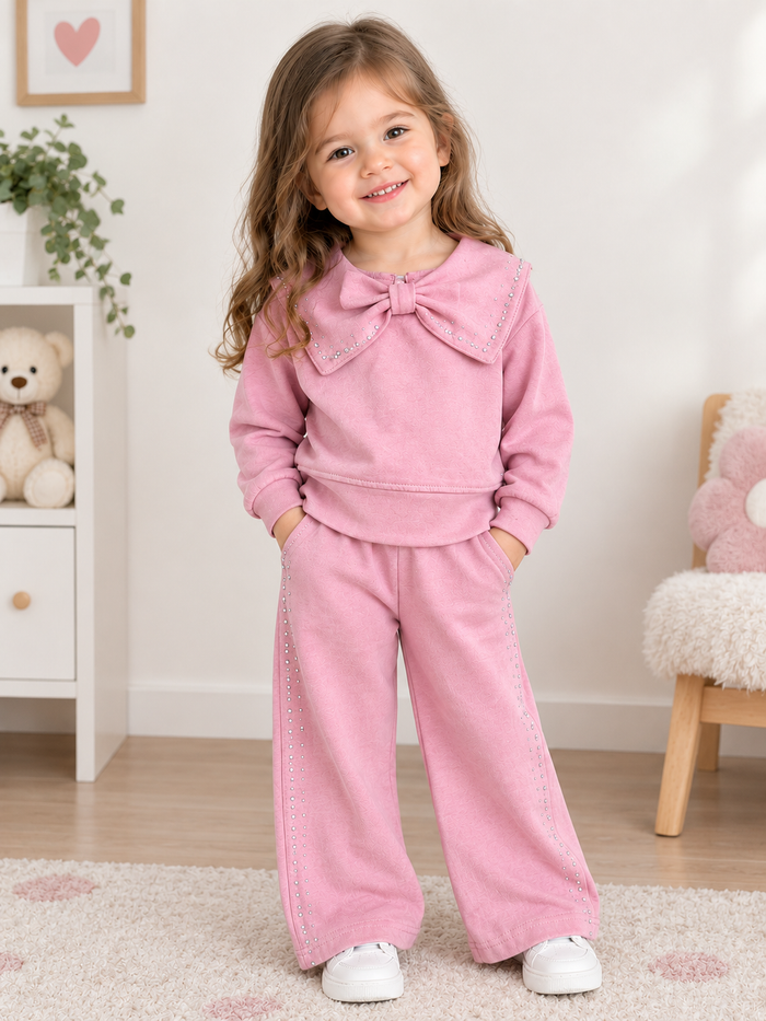 Luxe Roze Meiden Eensje met Strassdetails