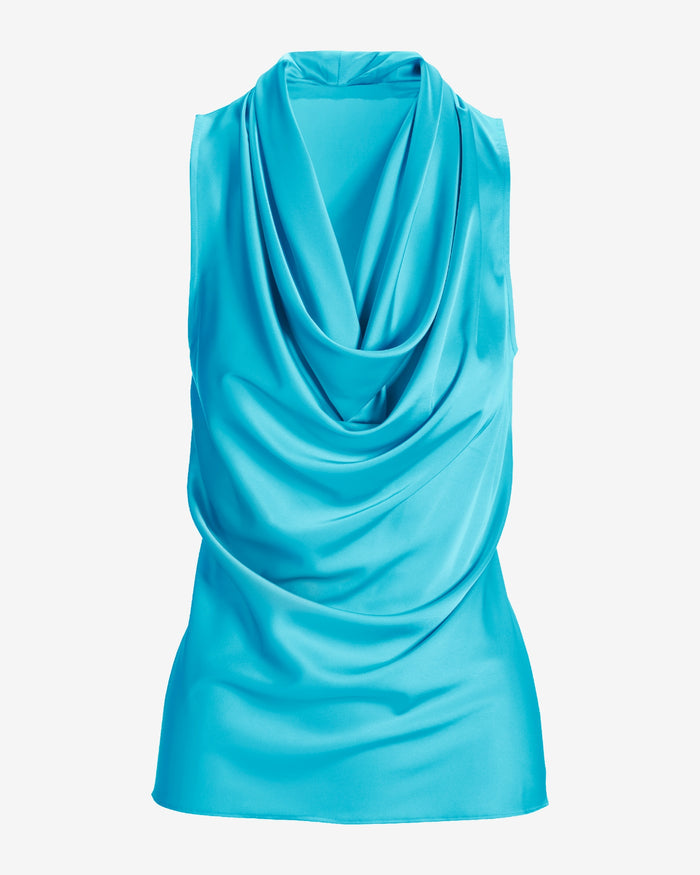 Marilyn Cowl-Neck Charmeuse Blouse Bluefish